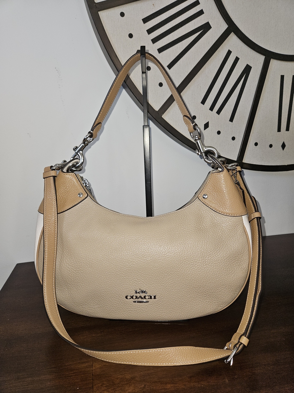 Coach Tan and Cream Leather Shoulder Bag